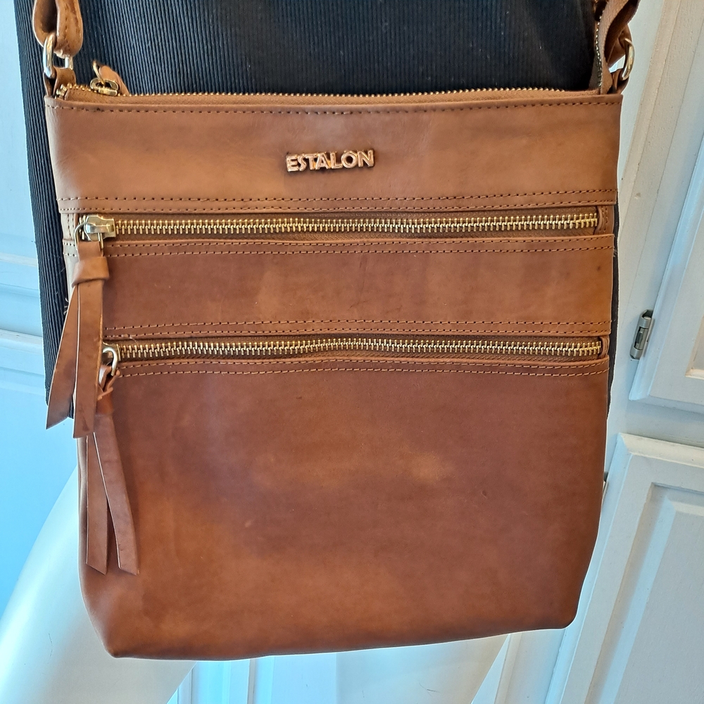 Estalon Brown Smooth Genuine  Leather Crossbody Bag